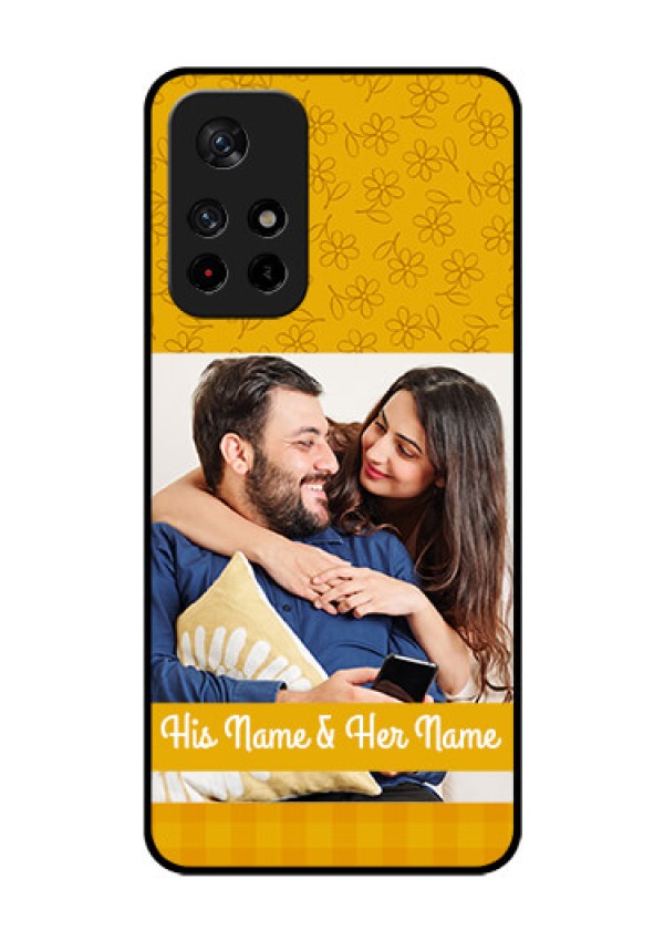 Redmi Note 11T 5g Custom Glass Mobile Case - Yellow Floral Design