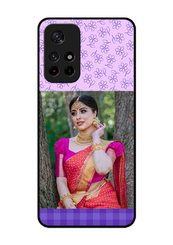 Redmi Note 11T 5g Custom Glass Phone Case - Purple Floral Design