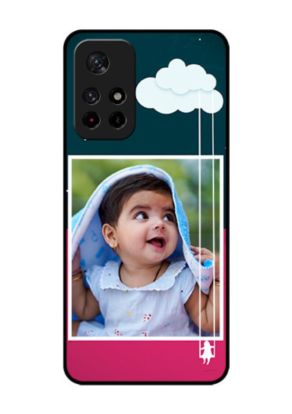 Redmi Note 11T 5g Custom Glass Phone Case - Cute Girl with Cloud Design