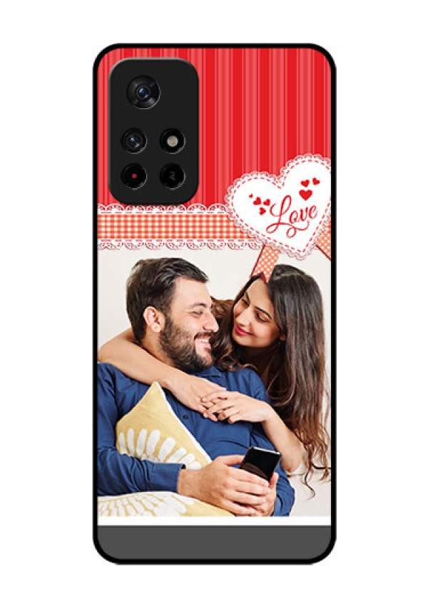 Redmi Note 11T 5g Custom Glass Mobile Case - Red Love Pattern Design