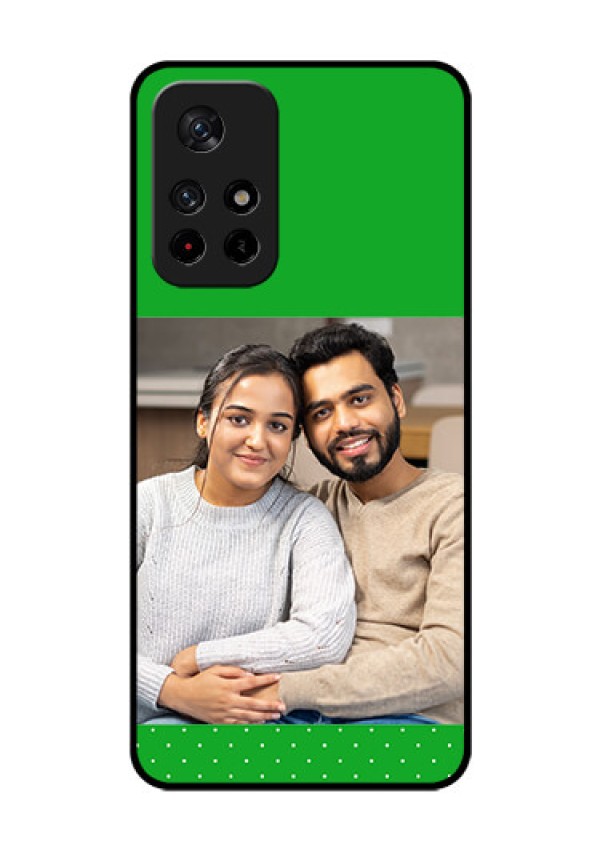 Redmi Note 11T 5g Personalized Glass Phone Case - Green Pattern Design