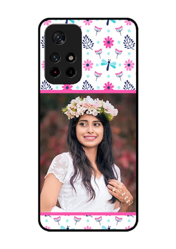 Redmi Note 11T 5g Photo Printing on Glass Case - Colorful Flower Design