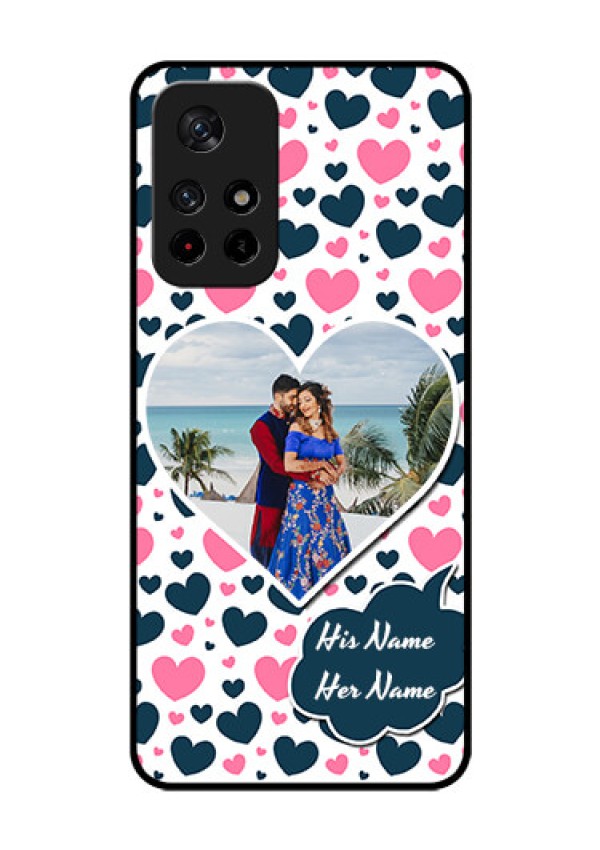 Redmi Note 11T 5g Custom Glass Phone Case - Pink & Blue Heart Design