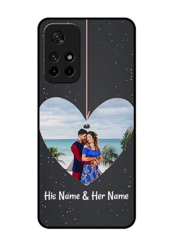 Redmi Note 11T 5g Custom Glass Phone Case - Hanging Heart Design