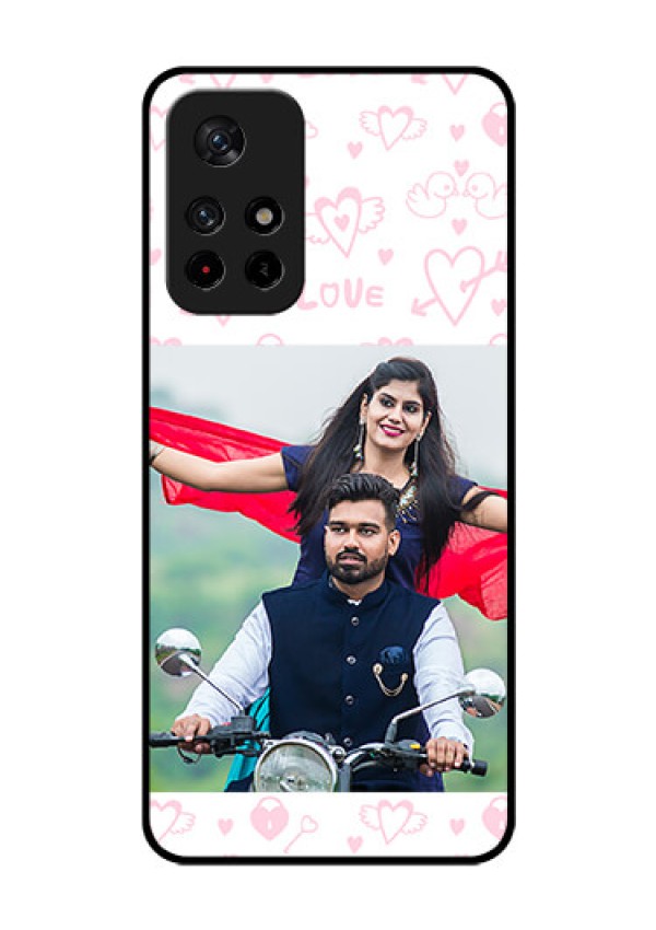 Redmi Note 11T 5g Custom Glass Mobile Case - Pink Flying Heart Design