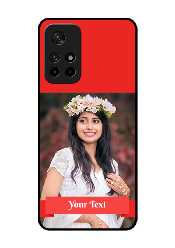 Redmi Note 11T 5g Custom Glass Phone Case - Simple Red Color Design
