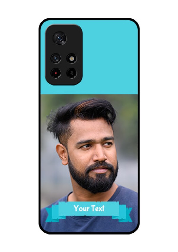 Redmi Note 11T 5g Personalized Glass Phone Case - Simple Blue Color Design