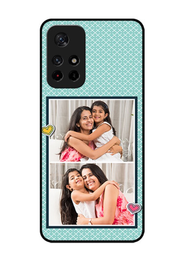Redmi Note 11T 5g Custom Glass Phone Case - 2 Image Holder with Pattern Design