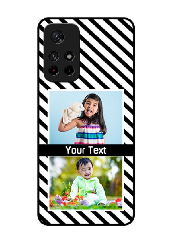 Redmi Note 11T 5g Photo Printing on Glass Case - Black And White Stripes Design