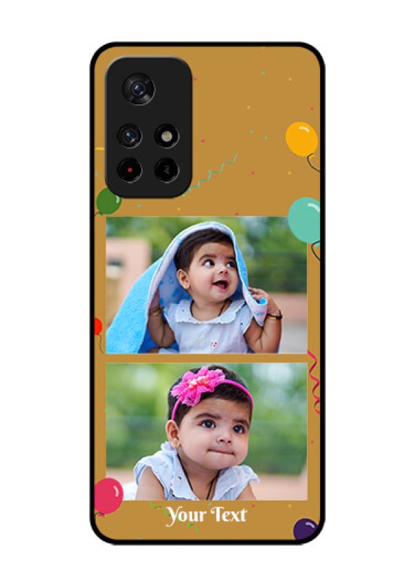 Redmi Note 11T 5g Personalized Glass Phone Case - Image Holder with Birthday Celebrations Design