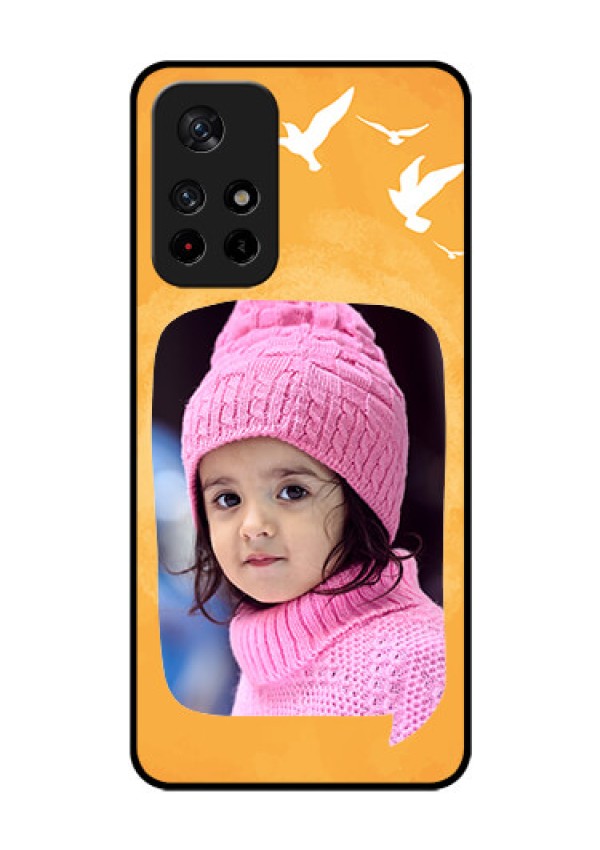 Redmi Note 11T 5g Personalized Glass Phone Case - Water Color Design with Bird Icons
