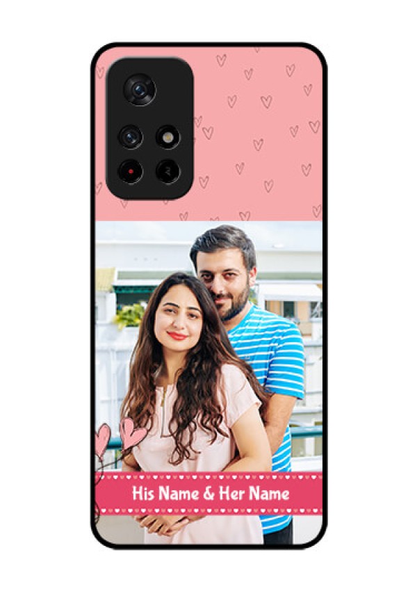 Redmi Note 11T 5g Personalized Glass Phone Case - Love Design Peach Color