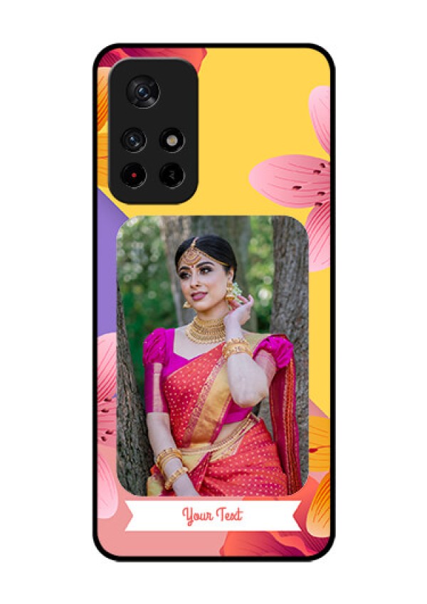 Redmi Note 11T 5g Custom Glass Mobile Case - 3 Image With Vintage Floral Design
