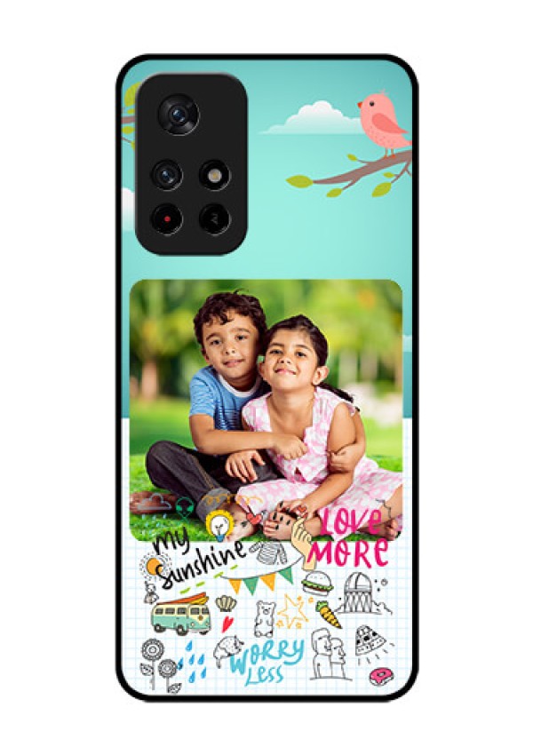Redmi Note 11T 5g Photo Printing on Glass Case - Doodle love Design