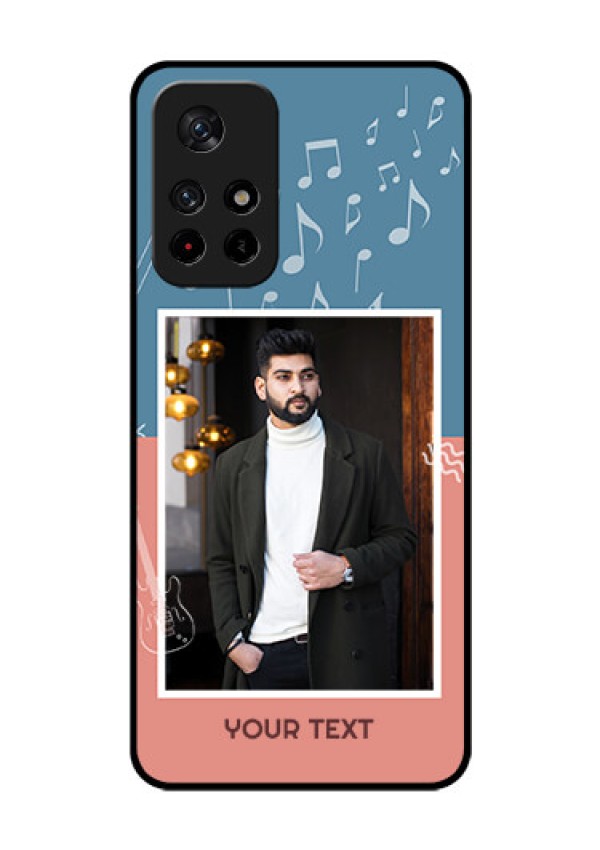 Redmi Note 11T 5g Photo Printing on Glass Case - with Color Musical Note Design