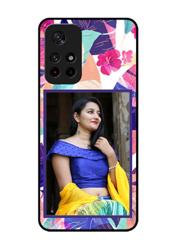 Redmi Note 11T 5g Custom Glass Mobile Case - Abstract Floral Design