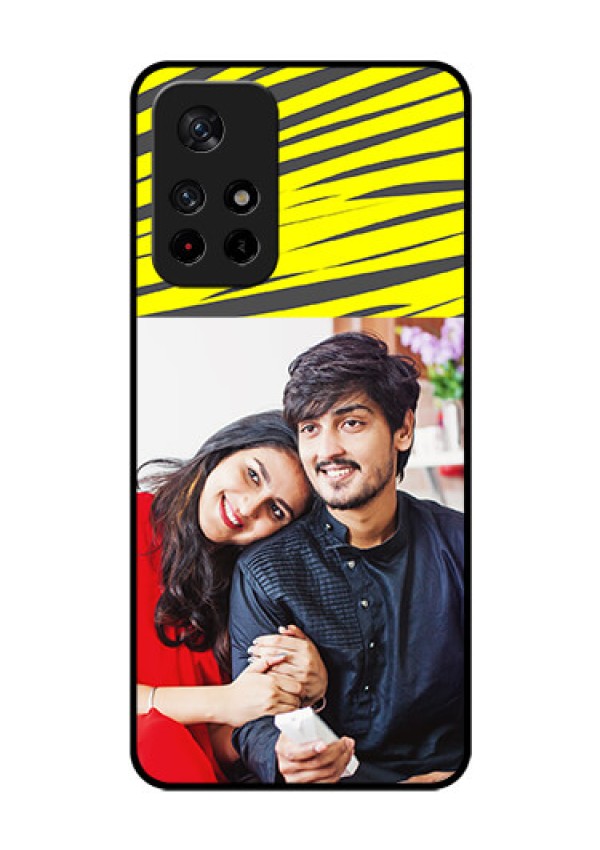Redmi Note 11T 5g Photo Printing on Glass Case - Yellow Abstract Design