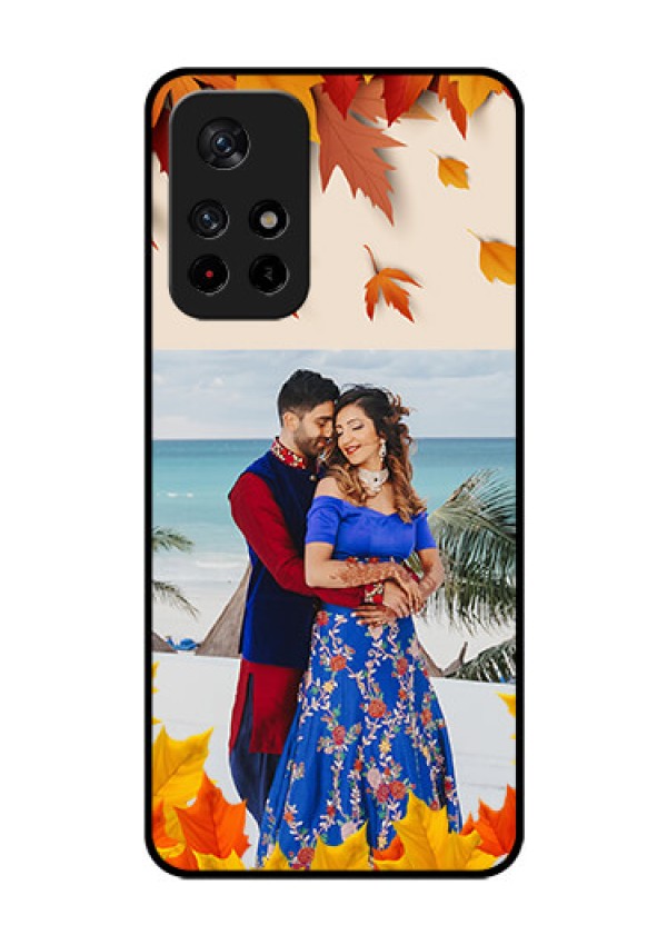 Redmi Note 11T 5g Photo Printing on Glass Case - Autumn Maple Leaves Design