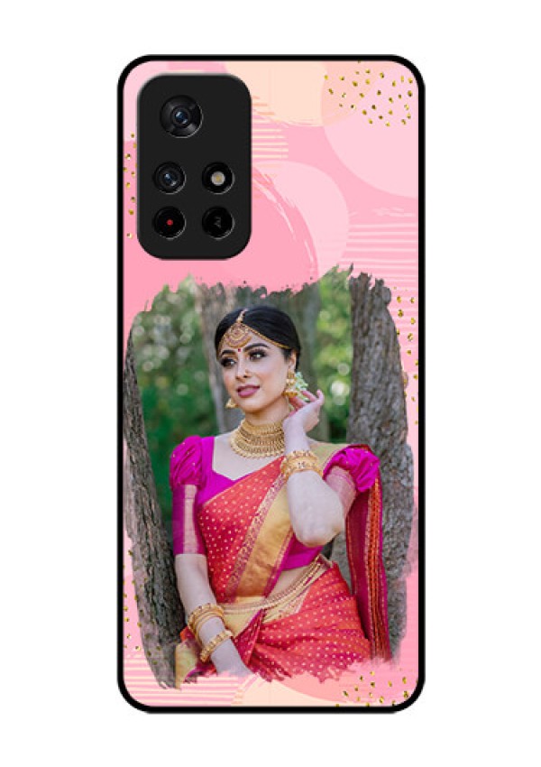 Redmi Note 11T 5g Personalized Glass Phone Case - Gold Glitter Splash Design