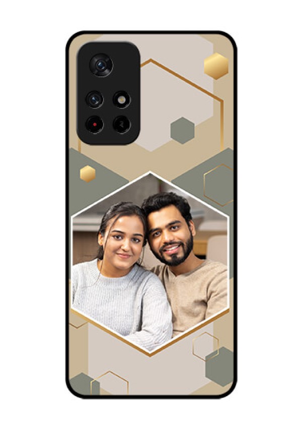 Xiaomi Redmi Note 11T 5G Photo Printing on Glass Case - Stylish Hexagon Pattern Design