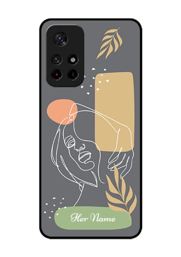 Xiaomi Redmi Note 11T 5G Custom Glass Phone Case - Gazing Woman line art Design