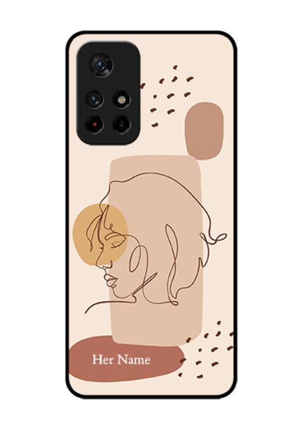 Xiaomi Redmi Note 11T 5G Photo Printing on Glass Case - Calm Woman line art Design