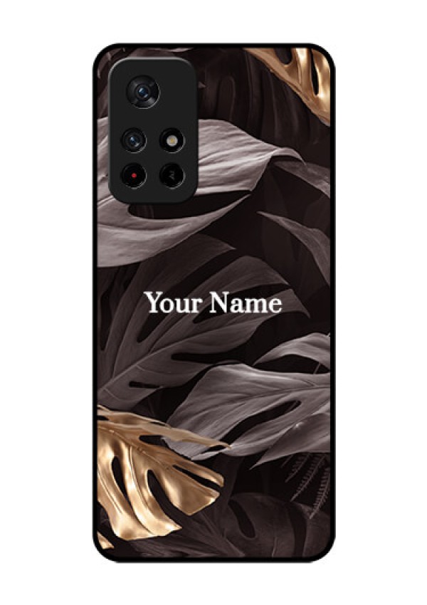 Xiaomi Redmi Note 11T 5G Personalised Glass Phone Case - Wild Leaves digital paint Design