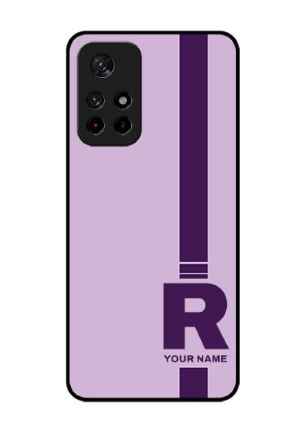 Xiaomi Redmi Note 11T 5G Photo Printing on Glass Case - Simple dual tone stripe with name Design
