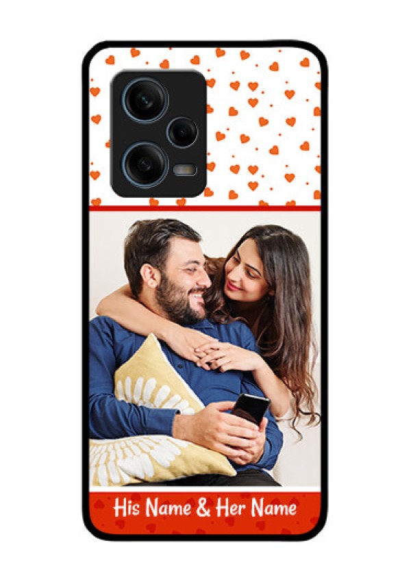 Xiaomi Redmi Note 12 Pro 5G Custom Glass Phone Case - Orange Love Symbol Design