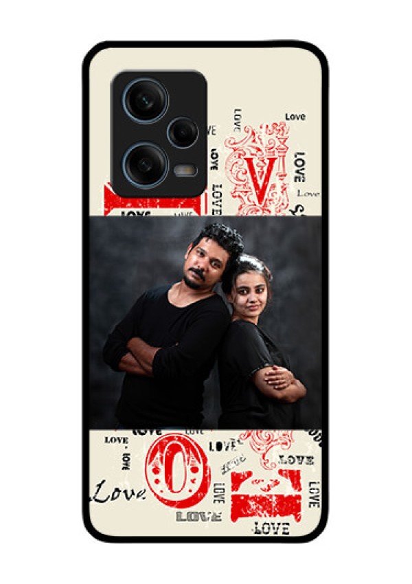 Xiaomi Redmi Note 12 Pro 5G Photo Printing on Glass Case - Trendy Love Design Case