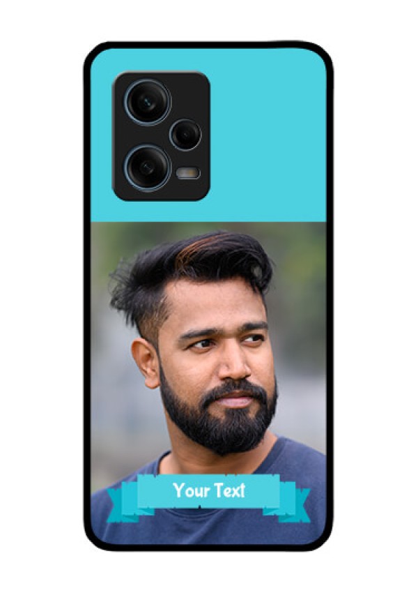 Xiaomi Redmi Note 12 Pro 5G Personalized Glass Phone Case - Simple Blue Color Design