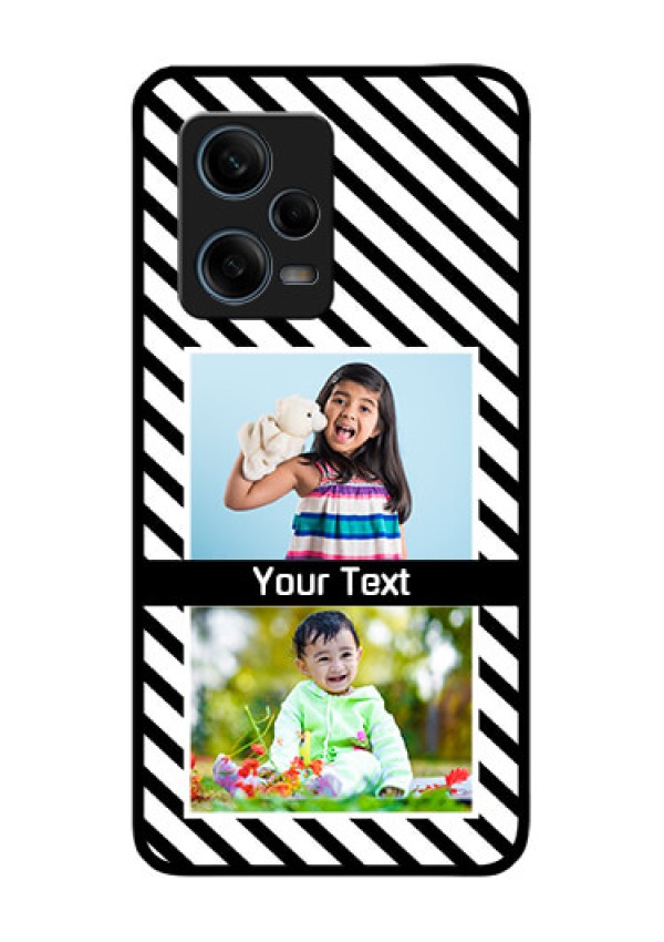 Xiaomi Redmi Note 12 Pro 5G Photo Printing on Glass Case - Black And White Stripes Design
