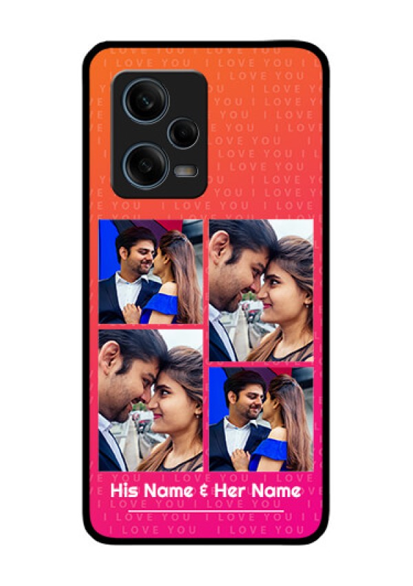 Xiaomi Redmi Note 12 Pro 5G Custom Glass Phone Case - I Love You Pink Design