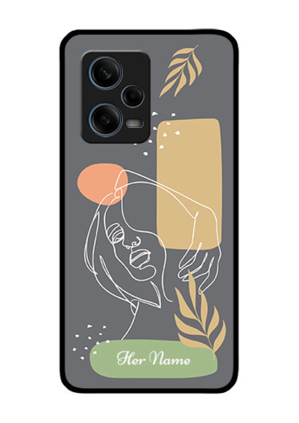 Xiaomi Redmi Note 12 Pro 5G Custom Glass Phone Case - Gazing Woman line art Design