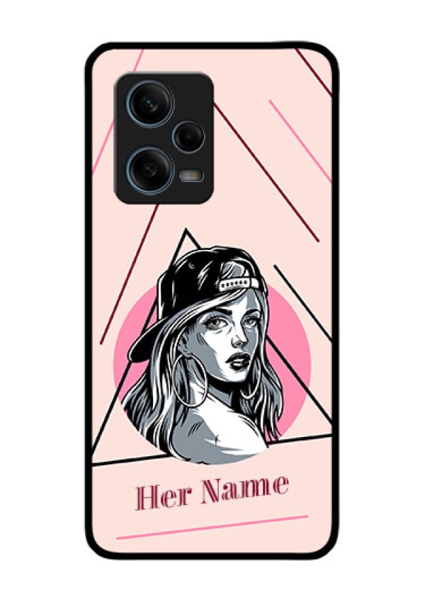 Xiaomi Redmi Note 12 Pro 5G Personalized Glass Phone Case - Rockstar Girl Design