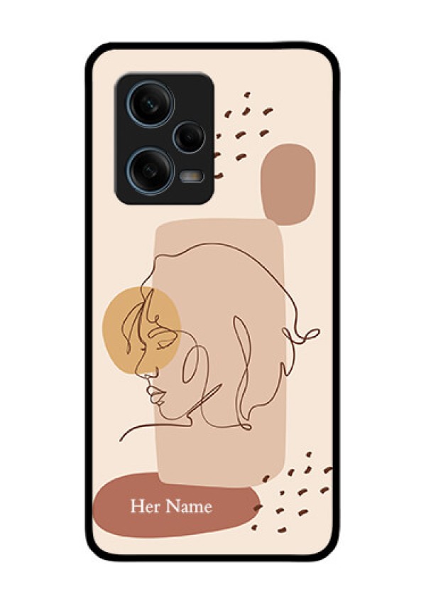 Xiaomi Redmi Note 12 Pro 5G Photo Printing on Glass Case - Calm Woman line art Design