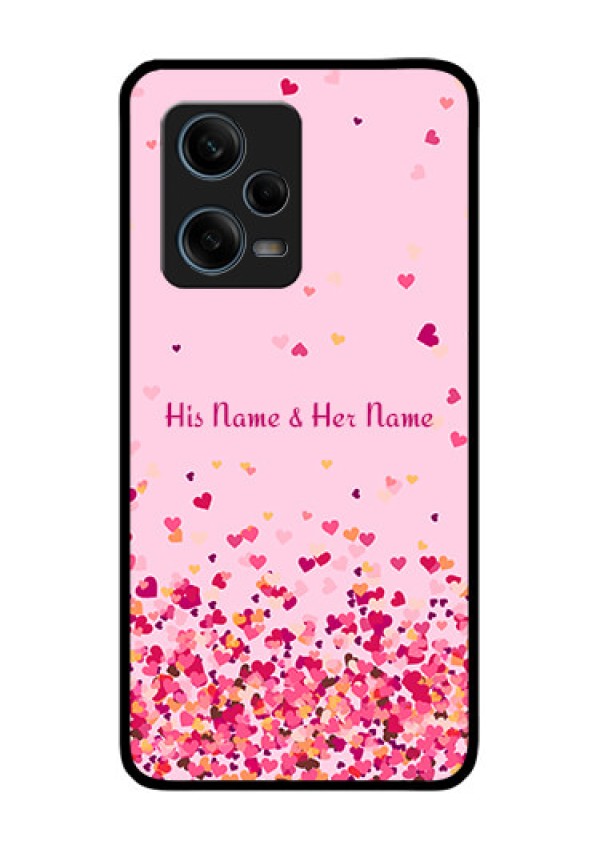 Xiaomi Redmi Note 12 Pro 5G Photo Printing on Glass Case - Floating Hearts Design
