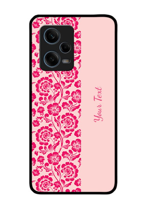Xiaomi Redmi Note 12 Pro 5G Custom Glass Phone Case - Attractive Floral Pattern Design