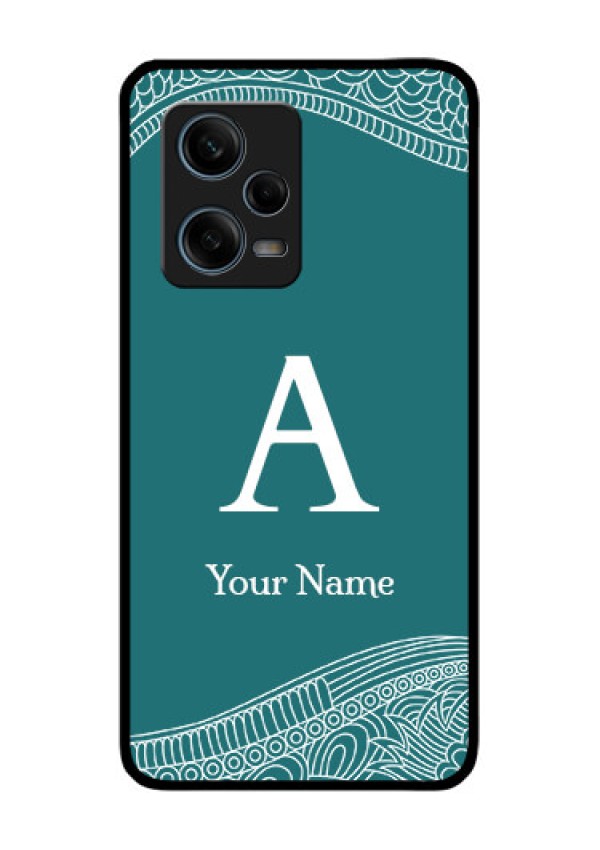 Xiaomi Redmi Note 12 Pro 5G Personalized Glass Phone Case - line art pattern with custom name Design