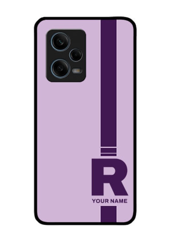 Xiaomi Redmi Note 12 Pro 5G Photo Printing on Glass Case - Simple dual tone stripe with name Design