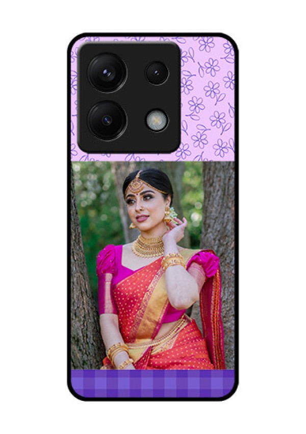 Xiaomi Redmi Note 13 Pro 5G Custom Glass Phone Case - Purple Floral Design