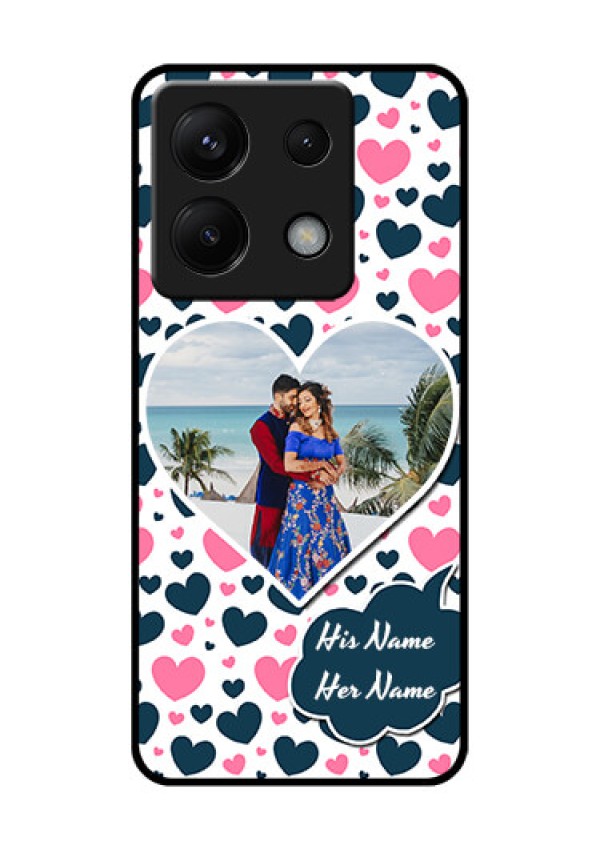Xiaomi Redmi Note 13 Pro 5G Custom Glass Phone Case - Pink & Blue Heart Design