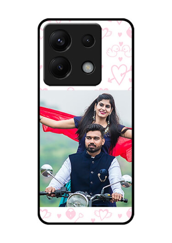 Xiaomi Redmi Note 13 Pro 5G Custom Glass Phone Case - Pink Flying Heart Design