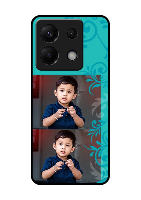 Xiaomi Redmi Note 13 Pro 5G Custom Glass Phone Case - With Photo And Green Floral Design