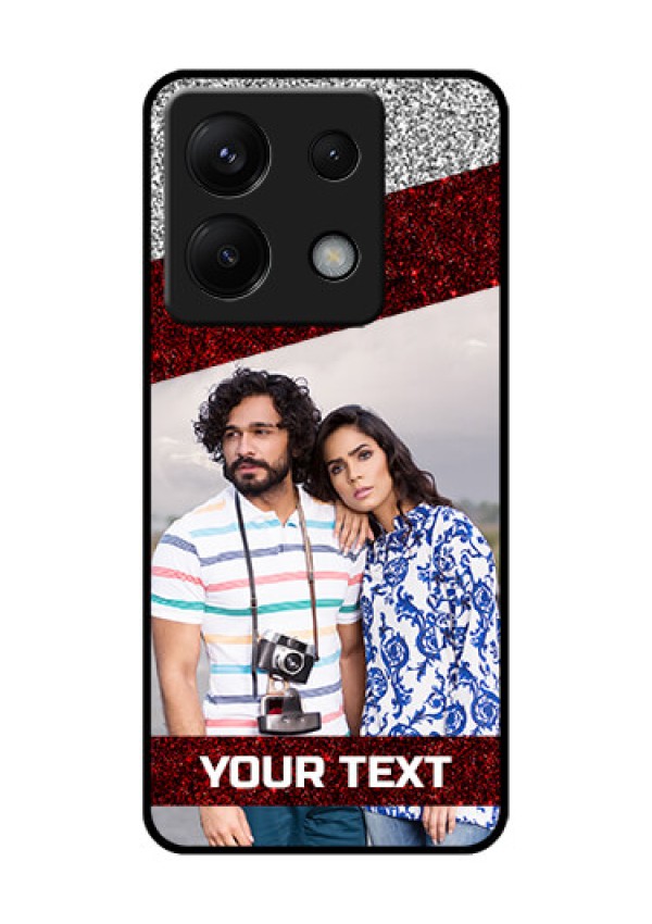 Xiaomi Redmi Note 13 Pro 5G Custom Glass Phone Case - Image Holder With Glitter Strip Design