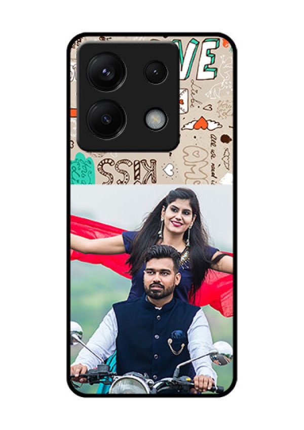 Xiaomi Redmi Note 13 Pro 5G Custom Glass Phone Case - Love Doodle Pattern