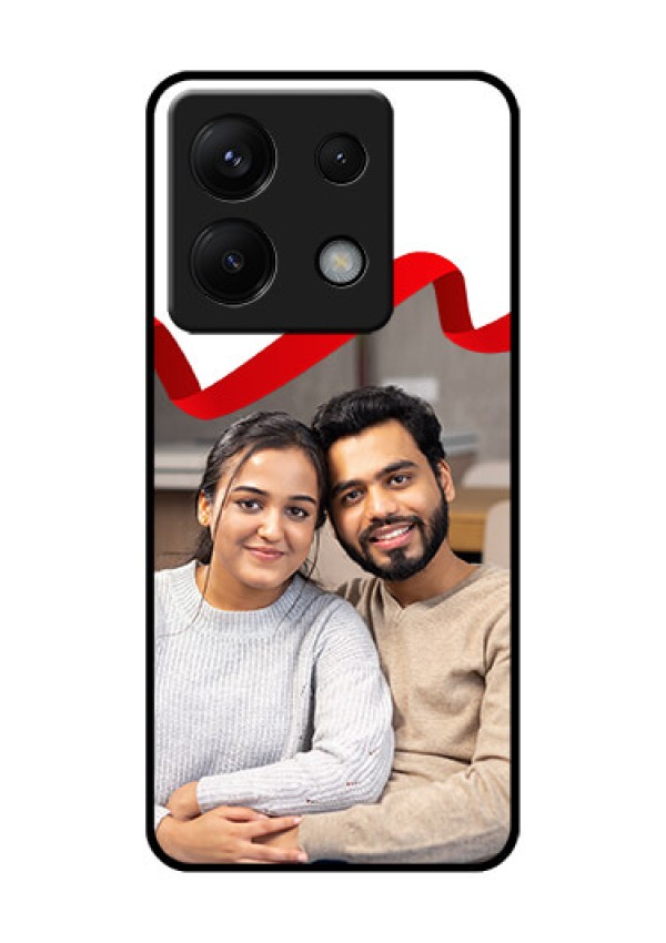 Xiaomi Redmi Note 13 Pro 5G Custom Glass Phone Case - Red Ribbon Frame Design