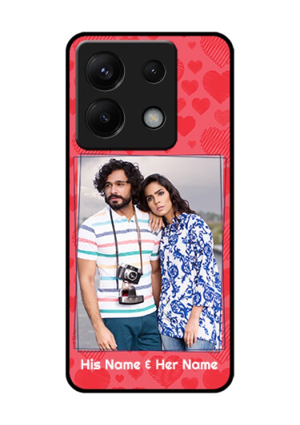 Xiaomi Redmi Note 13 Pro 5G Custom Glass Phone Case - With Red Heart Symbols Design
