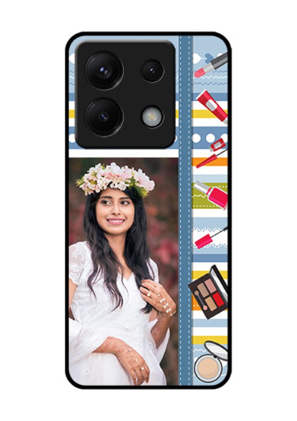 Xiaomi Redmi Note 13 Pro 5G Custom Glass Phone Case - Makeup Icons Design