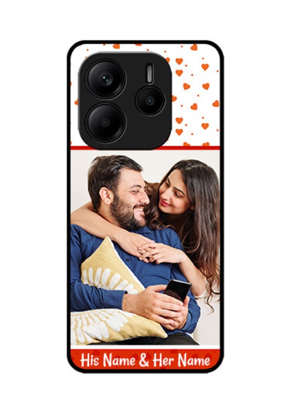 Redmi Note 14 5G Custom Glass Phone CaseOrange Love Symbol Design